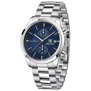 Montres-bracelets pour hommes BENYAR BY5187 en cuir, quartz, marque de luxe, étanches 100 m, chronographe sport pour hommes - Product Image 6