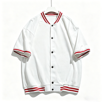 Maillot de baseball décontracté unisexe personnalisé à col en V, brodé et imprimé, style américain, en coton, grande taille, avec boutons-pression, ODM