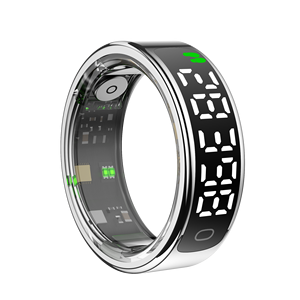 Bague connectée en acier inoxydable, tracker d'activité avec écran LED, moniteur de fréquence cardiaque et d'oxygène sanguin, suivi du sommeil et de l'activité, contrôle par application, IP68 - Product Image 1