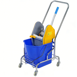 Chariot de nettoyage en plastique 25L avec cadre en acier inoxydable, seau à eau en plastique, roues et <span class=keywords><strong>essoreuse</strong></span> à serpillière - Product Image 3