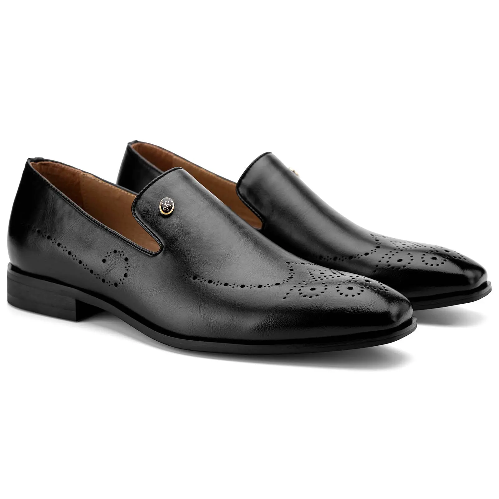 Men Black Dress Loafer Shoes Fashion Soft Black Leather Business Wedding Black Loafer Leather Shoes
