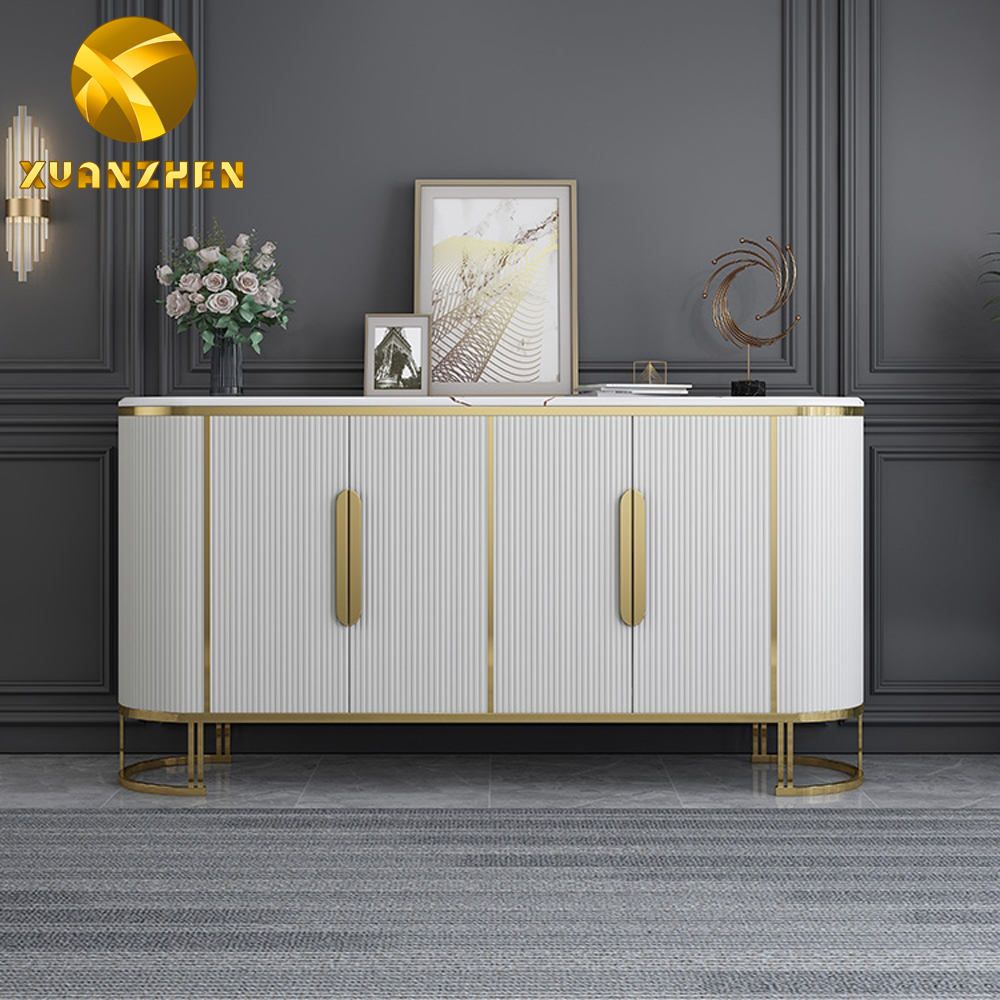 Home furniture sideboard metal living room furniture gold and white sideboard marble top sideboard SB001