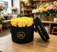 Boîtes cadeaux rondes noires pour fleuristes, en carton recyclé, finition mate, revêtement UV, personnalisables, pour bouquets de fleurs