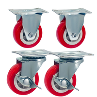 Roulettes pivotantes en PVC de 1,5, 2 et 2,5 pouces avec tige filetée et plaque supérieure, roulettes de chariot et roulettes légères pour meubles