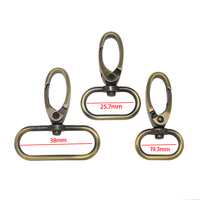 Mousqueton à déclenchement en bronze brossé avec queue ovale pour lanière, accessoires de sac en métal, plusieurs tailles, vente en gros