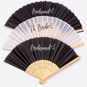 Customizable Bamboo Wedding Bridesmaid Fan <b>White</b> Black 20x34cm Party Photo Prop Ceremony Fan - Product Image 1