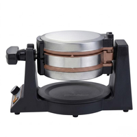 Gaufrier belge rond à 2 niveaux avec plaques antiadhésives, pour desserts de comptoir, pour gaufres maison, double, rotatif
