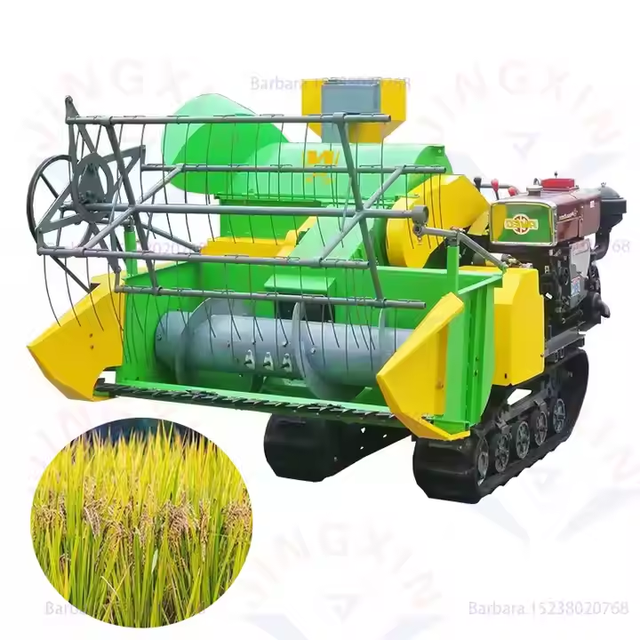 Hot Selling Mini Rice and Wheat Harvester 20HP for 1-4 Acres/H Wide Track with Vibrating Screen Agricultural Combine Harvester