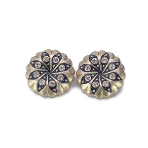 Nút may kim loại bền với thiết kế hoa Rhinestone men đen hợp kim kẽm phụ kiện quần áo - Product Image 1