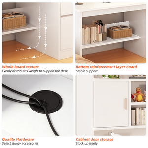 Bureau intégré avec étagères et tiroirs – Idéal pour l'écriture, l'ordinateur, le bureau, la chambre, la maison, l'étude ou la <span class=keywords><strong>location</strong></span> - Product Image 5