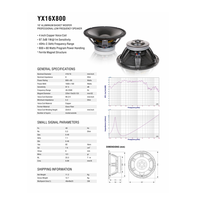 YX16X800 Haut-parleur de graves 16 pouces 1600W pour système audio professionnel de scène, accessoire de système PA stéréo, OEM d'usine