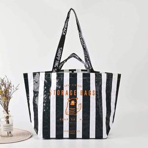 Customized logo Woven Tote Bag Durable Laminated PP Woven Tote Bag Large-capacity Recycled Shopping Promotional Bag - Product Image 5