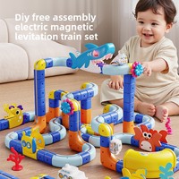 Train électrique sur rail, 40 pièces, en plastique ABS, jouet pour enfants unisexe, ensemble de blocs de construction modulaires à assembler soi-même, thème requin, pour les enfants de 5 à 7 ans