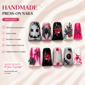 Uñas postizas personalizadas al por mayor con diseño de pato, gotico, telaraña, calavera, ojo, 3D, hechas a mano, para Halloween - Product Image 1