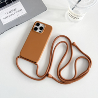 Coques de téléphone portable transparentes antichoc en TPU de luxe personnalisées 2025 avec sangle bandoulière détachable et motif paysage urbain pour