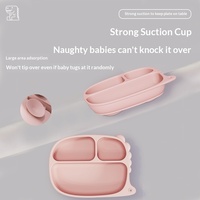 Ensemble d'alimentation pour bébé dinosaure de dessin animé, très populaire, assiette en silicone, bol, fourchette, cuillère et bavoir pour la diversification alimentaire des enfants