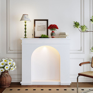 Meuble de présentation décoratif pour cheminée <span class=keywords><strong>en</strong></span> MDF, style français, peint par pulvérisation, avec étagères fixes et éclairage LED intégré, vente <span class=keywords><strong>en</strong></span> gros usine - Product Image 2