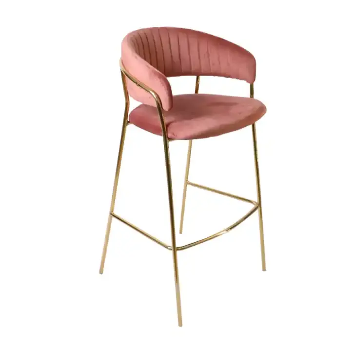 Nordic Cafe sedia di vendita calda Dropship minimalista alte gambe in metallo sgabelli da Bar in velluto in tessuto sedie da Bar per Home Bar