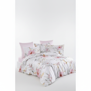 Varol Royal Satin <b>Single</b> 300TC Duvet Cover <b>Set</b>-STELLA Floral Princess Style Woven 4-Piece <b>Set</b> for Home Use - Product Image 2