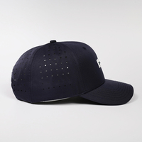 Casquette de sport unisexe en polyester bleu marine à 6 panneaux, avec logo PVC découpé au laser, motif Argyle, haute qualité, personnalisable en usine, toutes saisons