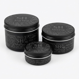 Vente en gros de boîtes en aluminium vides noires mates de 50 g pour la cire à cheveux - Product Image 1