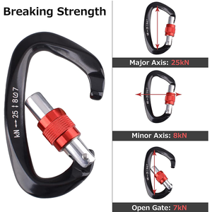 Heavy Duty <span class=keywords><strong>D</strong></span> Shape Aluminio Camping al aire libre Bloqueo de aluminio Mosquetones 25kn Autoblocante - Product Image 3