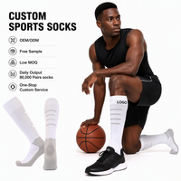 Chaussettes de football longues antidérapantes personnalisées, à hauteur du genou, avec trou