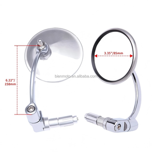 Rétroviseurs latéraux universels pour guidon de moto, scooter, vélo, style vintage, avec tige courbée, forme ronde brillante, pour motard - Product Image 2
