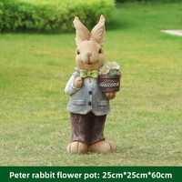 Sculpture de lapin Peter Rabbit en fibre de verre, style pastoral, entièrement faite à la main, pour la décoration de jardin, de cour et de pelouse