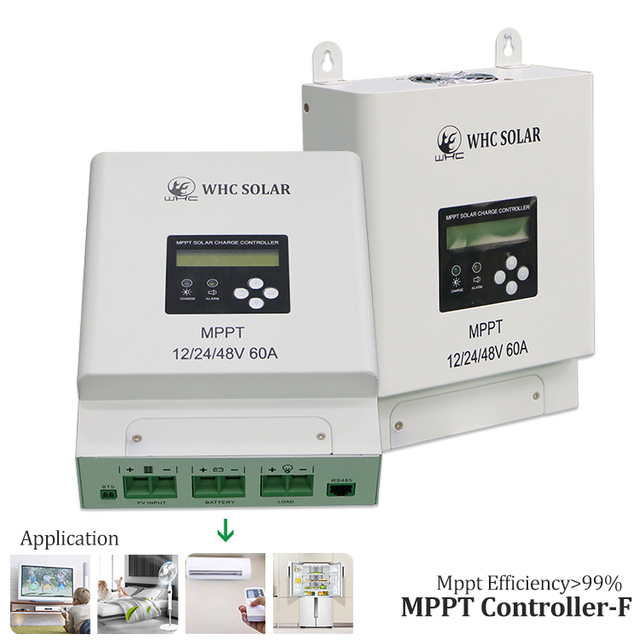 WHC MPPT Controllers Lifepo4 Dc Control Wind Generator Pwm Solar Panel 12V  24V 36 Volts 48V 30A 60A 80A 100A Charger Controller
