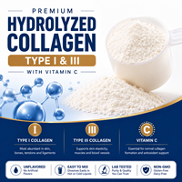 Poudre de peptides de collagène bovin hydrolysé de type I et III avec vitamine C |   Complément de collagène sans saveur à marque privée |   OEM ODM