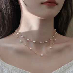 Collar de Perlas de Agua Dulce con Baño de Oro de 14K, Diseño Único y Elegante, Inspirado en Granos de Arroz, Ideal para el Día a Día - Product Image 3