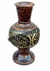 Vase à fleurs en bois antique avec design sculpté à la main pour restaurant de mariage et cadeaux - Product Image 2