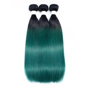 Высококачественные необработанные бразильские пряди волос 10 А, человеческие волосы Омбре, волнистые пучки 1B, зеленый