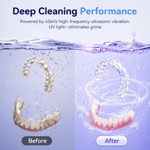 เครื่องทำความสะอาดอัลตราโซนิก UV 45kHz สำหรับเครื่องประดับ นาฬิกา ที่ครอบฟัน ฟันปลอม รีเทนเนอร์ อุปกรณ์จัดฟัน - Product Image 2