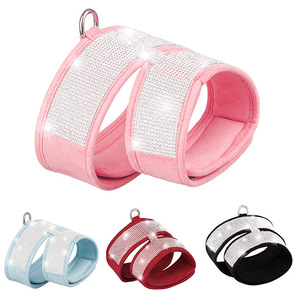 Arnés de pecho para mascotas con diamantes de imitación rosas y correa para pasear perros, ajuste cómodo - Product Image 5