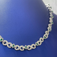 Chaîne cubaine Hip Hop Icy Moissanite 8mm œil de cheval vert, chaîne infinie personnalisée en argent sterling 925, style Bling Bling