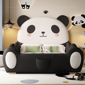 Панда 1,5 метров односпальная кровать ограждение для мальчиков и девочек современная простая кровать принцессы для столовой спальни мягкая обертка из массива дерева - Product Image 4