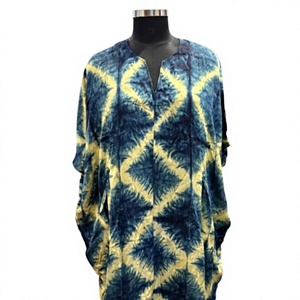 Robe Kaftan Tie-Dye Simple pour Femme, Respirante, Ample, Manches Chauve-Souris, Col en V, Printemps, ODM XL, Cache-Maillot de Plage Bohème, Tenue d'Été Décontractée - Product Image 3