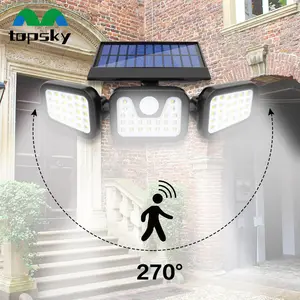 Vente chaude ABS Étanche IP65 Lumière Solaire Extérieure De Jardin Emballage Personnalisé 74LED haute lumen Trois modes Capteur Solaire Applique Murale