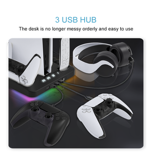 Quạt làm mát đứng đứng đứng đa chức năng cho PS5 với bộ điều khiển kép Trạm Sạc lưu trữ trò chơi cho máy chơi 5 Bảng điều khiển - Product Image 6