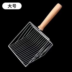 Paletta per lettiera per gatti vagliatura rapida per lettiera per gatti in acciaio inossidabile raccoglitore di metallo con pala profonda manico in legno - Product Image 3