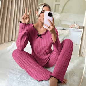 Bộ đồ ngủ dệt kim mặc nhà thời trang nữ Âu Mỹ 2025 - Product Image 6