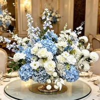 C-603 Vente en gros Magnifiques boules de fleurs en soie réalistes de 60 cm, roses et bleues, boules de fleurs de roses bleues pour centres de table