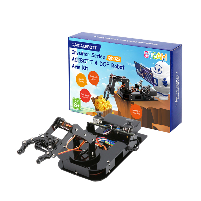ACEBOTT ESP32 4 DOF Robot Arm Learning Kit Wifi Electronic Components Smart Car STEM STEAM Education Robotics for Arduino Uno