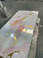Revêtement mural en PVC brillant, motif marbre artificiel, panneau de fond
