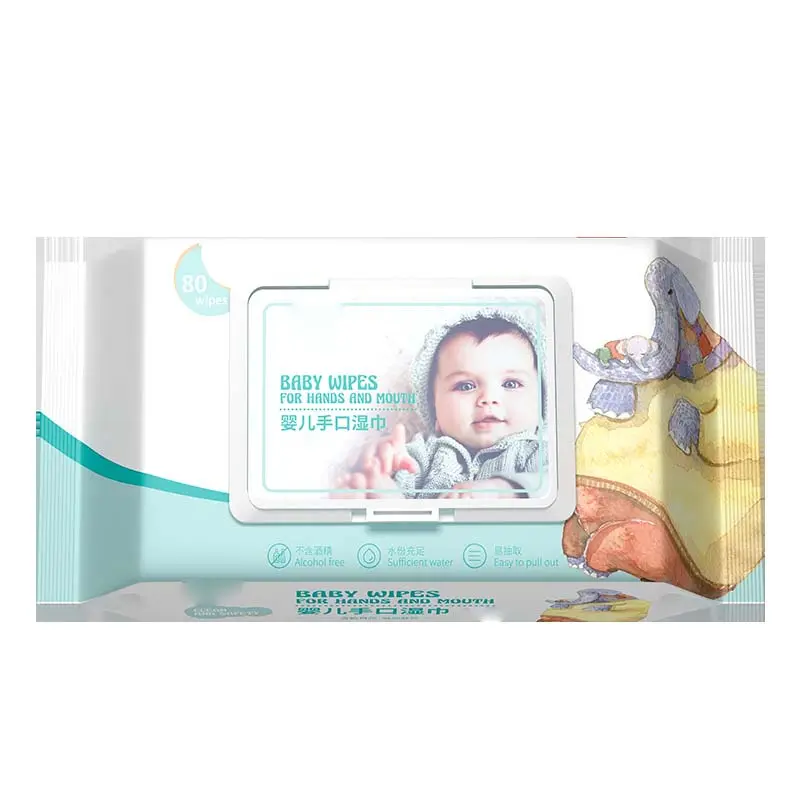 Toallitas húmedas hidratantes suaves sensibles orgánicas desechables para bebés con tapa abatible