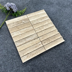 Mosaïques de marbre <span class=keywords><strong>travertin</strong></span> beige de luxe moderne Surface concave de cambrure brossée antique pour parquet mural intérieur Caractéristique pour hôtels - Product Image 2
