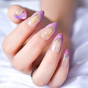 <span class=keywords><strong>Faux</strong></span> ongles à presser avec pointes françaises, motif étoiles et lune, forme amande moyenne, brillants, transparents <span class=keywords><strong>pour</strong></span> <span class=keywords><strong>mariage</strong></span> et fête - Product Image 3