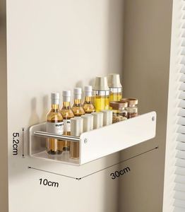 Étagère de cuisine murale multifonctionnelle rectangulaire blanche, résistante à la rouille, moderne, en acier inoxydable, pour rangement d'épices, bouteilles et boîtes - Product Image 6